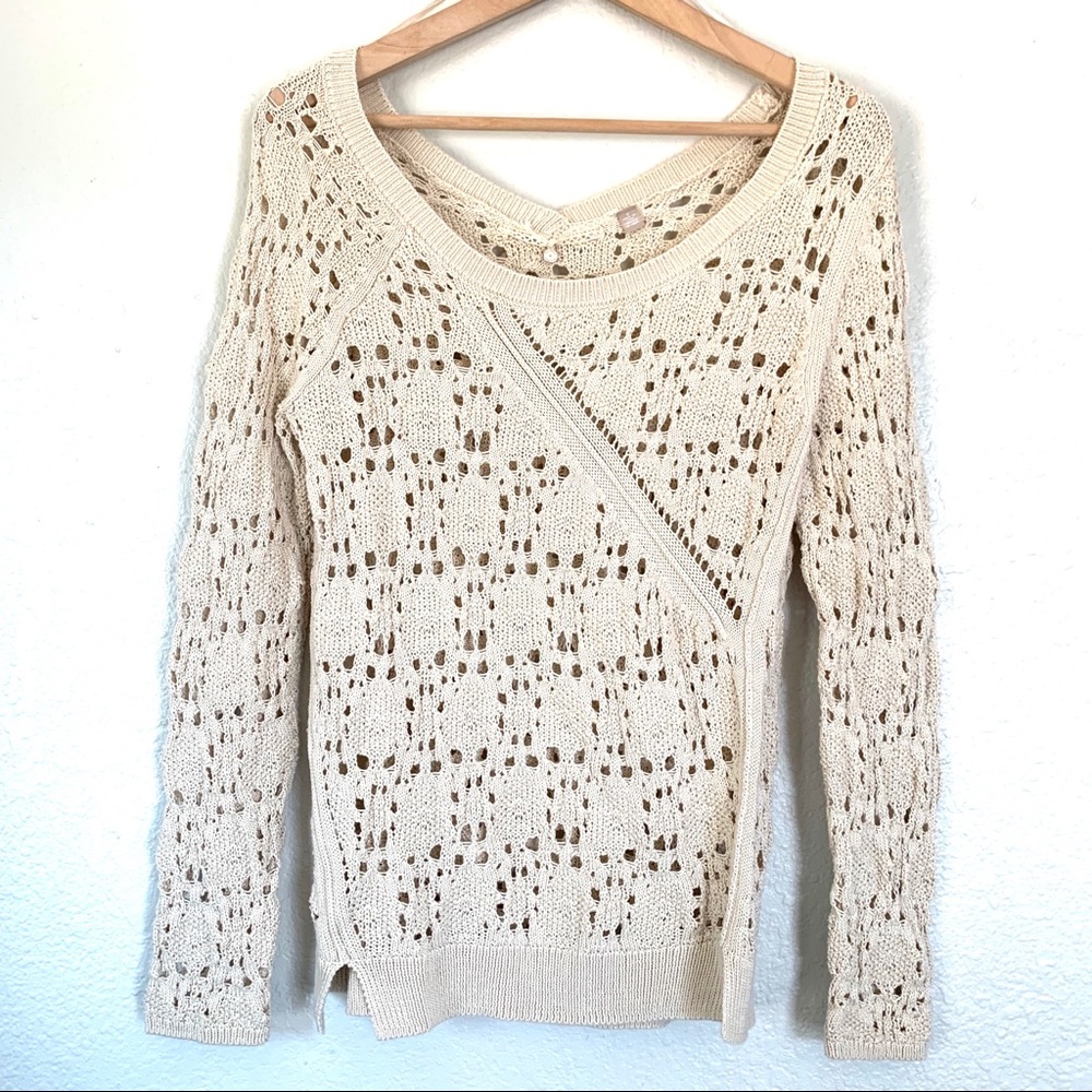 Anthropologie knitted & knotted crochet longsleeve